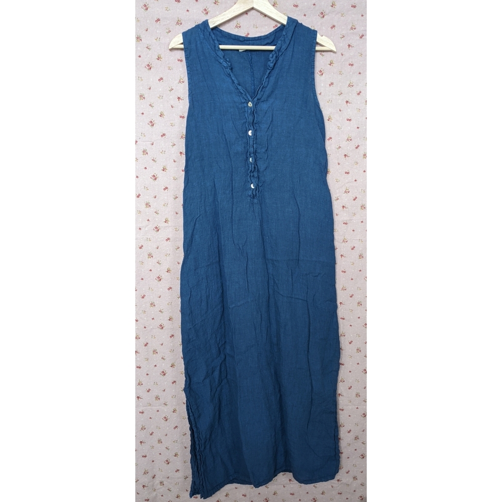 Linen Summer Dress with Button Down Bodice